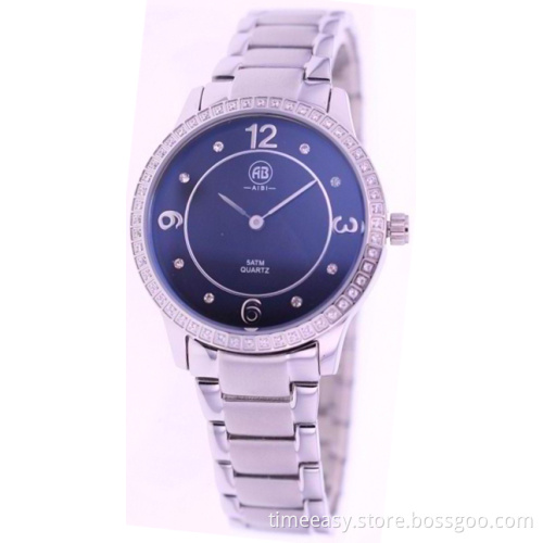 Stainless Steel Ladies Watches with Blue Diamond